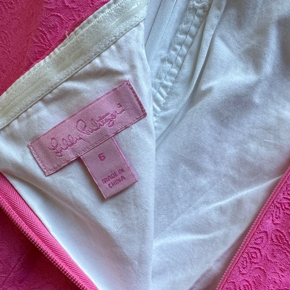 Pink Lily Pulitzer Strapless Dress with White Floral Trim - Picture 7 of 7